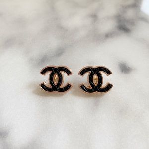 20mm Chanel Black Quilted Buttons Stamped